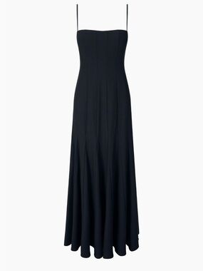 Staud Riya Black Spaghetti-Strap Maxi Dress - Classic Elegant Evening